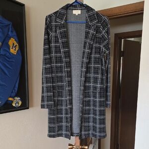 MELLODAY Black and White Plaid Blazer